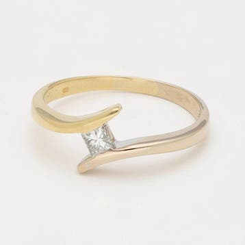 Ring - 18 karaat Geel goud, Witgoud Diamant (Natuurlijk)