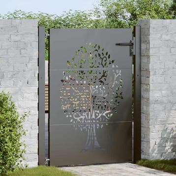 vidaXL Tuinpoort 110 x 155 cm Poedercoated staal Zwart, Verzenden