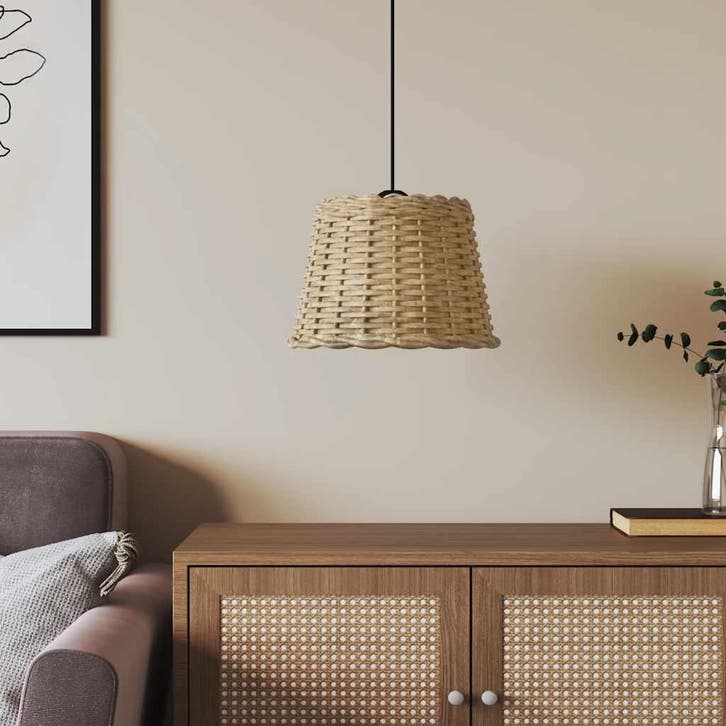 vidaXL Plafondlampenkap Ø30x20 cm wicker bruin, Huis en Inrichting, Lampen | Overige, Nieuw, Verzenden