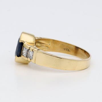 Ring - 18 karaat Geel goud Saffier - Diamant, Nieuw