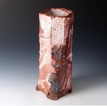 Vaas - Steengoed - Japan - Vierkante kolom bloemvaas van, Antiek en Kunst