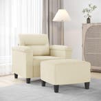 vidaXL Fauteuil met voetenbank 60 cm kunstleer crèmekleurig, Verzenden, Nieuw
