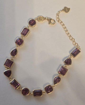 Sans prix de réserve - Bracelet Argent, Plaqué or Grenat