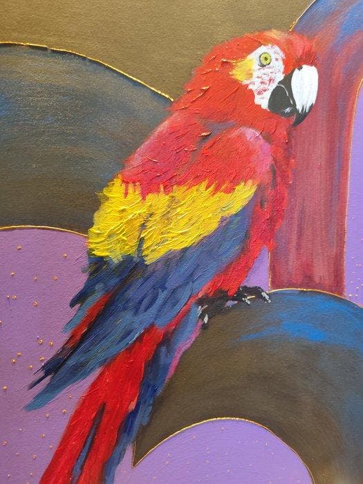 Katarzyna Wroska - Papuga, Antiquités & Art, Art | Peinture | Moderne