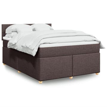 vidaXL Boxspring met matras stof donkerbruin 160x200 cm, Verzenden, Nieuw