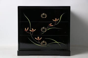 Ladekast - Hout - Japan - Maki-e Orchid, 3 lades (Zonder