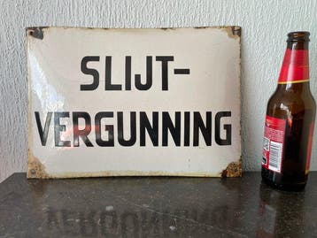 Emaille bord , Slijt vergunning - Emaille bord - Metaal