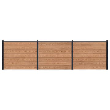 vidaXL Hekpaneel 3 pcs WPC en Aluminium Bruin, Verzenden, Nieuw