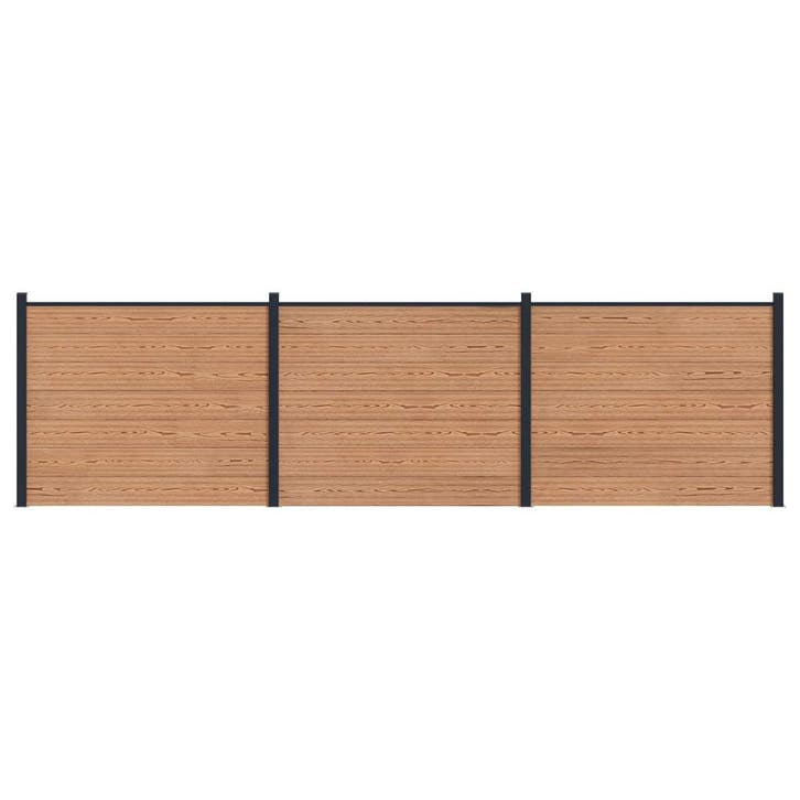 vidaXL Hekpaneel 3 pcs WPC en Aluminium Bruin, Jardin & Terrasse, Clôtures de jardin, Envoi