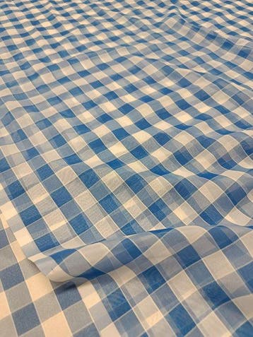 Stupendo cotone vintage leggero a quadri blu - Gordijnstof -