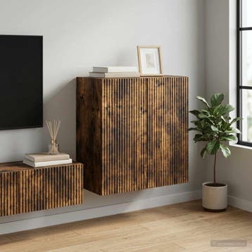 vidaXL Wandkast Gerookt eiken 59 x 31 x 60 cm Bewerkt hout, Huis en Inrichting, Verzenden, Nieuw