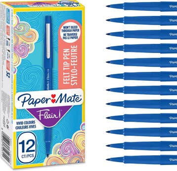 Paper Mate Flair-viltstiften | Medium punt (0,7 mm) | Blauwe, Verzenden, Zo goed als nieuw