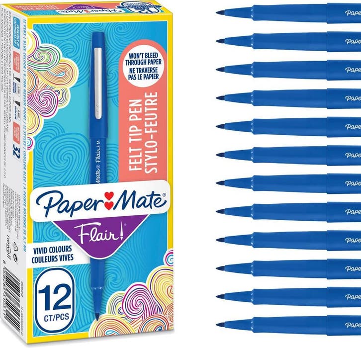 Paper Mate Flair-viltstiften | Medium punt (0,7 mm) | Blauwe, Kinderen en Baby's, Speelgoed | Overig, Zo goed als nieuw, Verzenden
