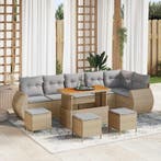 vidaXL Tuinbank Set met kussen 10 pcs Beige en Lichtgrijs, Verzenden