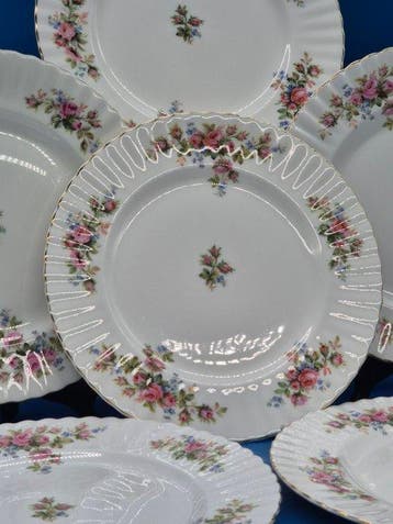 Royal Albert Moss Rose – 6 Speiseteller – Bone China mit
