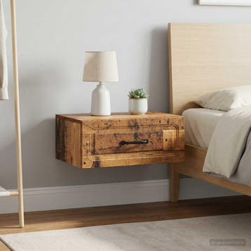 vidaXL Muurbevestigde Nachttafel 2 st Oud hout 49 x 34,5 x, Huis en Inrichting, Verzenden, Nieuw