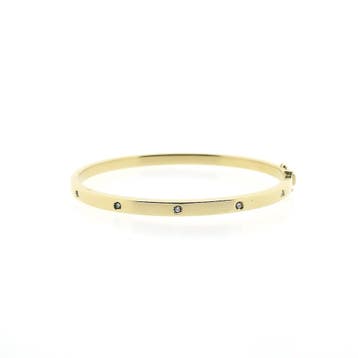 Gouden slavenarmband met diamanten; Maat S/M, Gebruikt, Ophalen of Verzenden, Met edelsteen, Goud