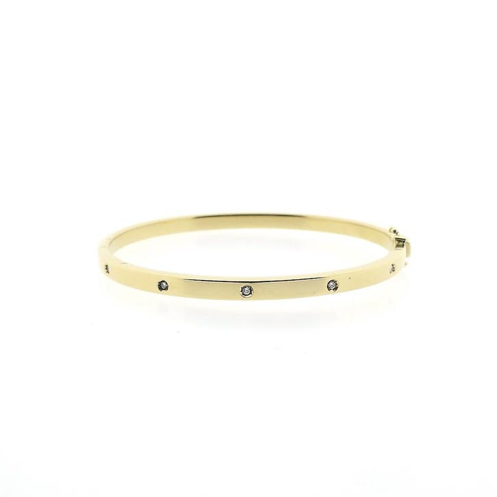 Gouden slavenarmband met diamanten; Maat S/M, Handtassen en Accessoires, Armbanden, Goud, Gebruikt, Met edelsteen, Goud, Ophalen of Verzenden