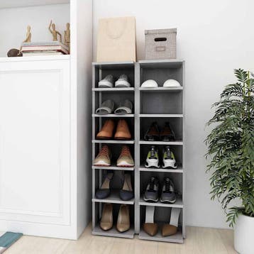 vidaXL Schoenenkasten 2 st 27,5x27x102 cm betongrijs, Verzenden
