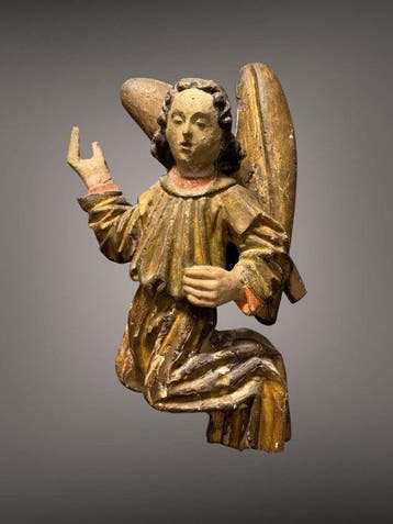sculptuur, Renaissance engel - 44 cm - Hout, Antiek en Kunst