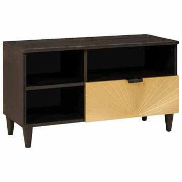 vidaXL TV Kast Zwart en Goud 80 x 33 x 46 cm Bewerkt hout, Huis en Inrichting, Verzenden, Nieuw