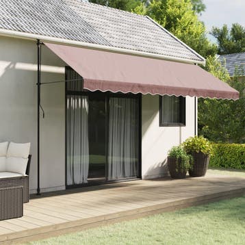 vidaXL Vervangingsdoek voor luifelrok gestreept 450 cm bruin, Tuin en Terras, Zonneschermen, Verzenden, Nieuw