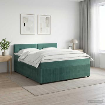 vidaXL Boxspringbed met matras Donkergroen 140 x 200 cm, Verzenden