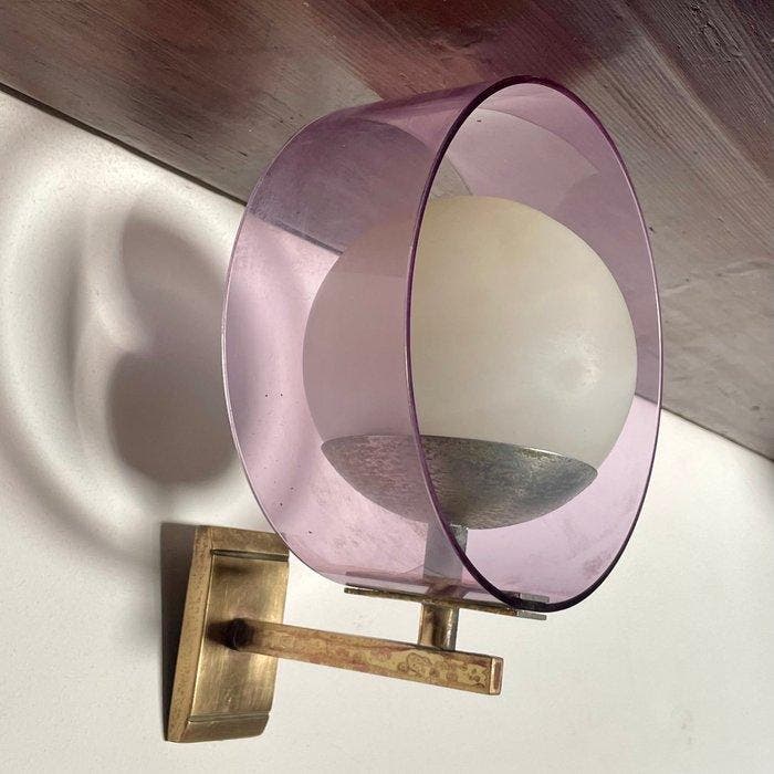 Stilux - Wandlamp - Labrador - Glas, Messing, Plastic, Antiquités & Art, Antiquités | Éclairage