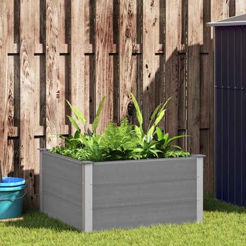 vidaXL Plantenbak verhoogd 100x100x54 cm HKC grijs, Verzenden, Nieuw