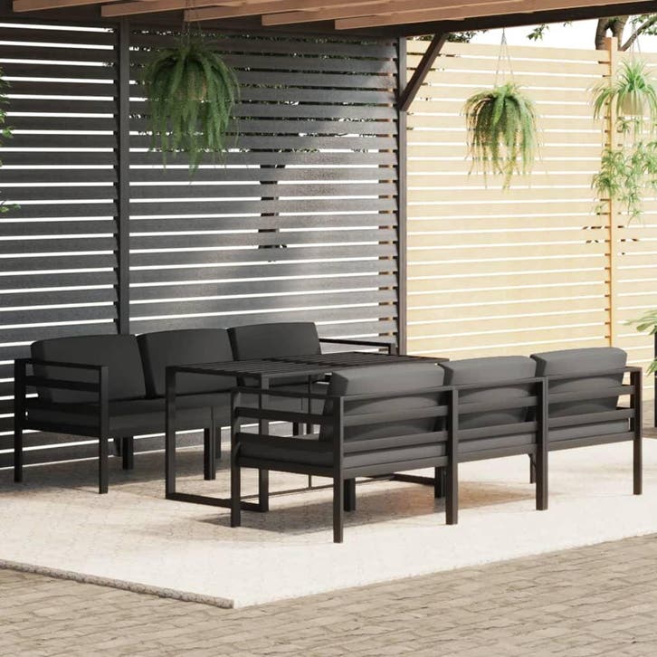 vidaXL 7-delige Loungeset met kussens aluminium, Jardin & Terrasse, Ensembles de jardin, Envoi