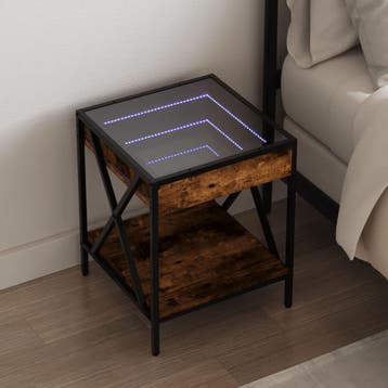 vidaXL Nachtkastje met Infinity LED 40x40x49 cm gerookt, Verzenden, Nieuw