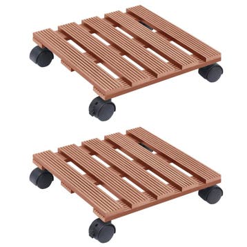 vidaXL Plantentrolleys 2 st 30x30x7,5 cm HKC bruin, Verzenden
