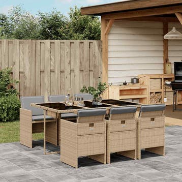 vidaXL 7-delige Tuinset met kussens poly rattan gemengd, Verzenden, Nieuw, Tuinset