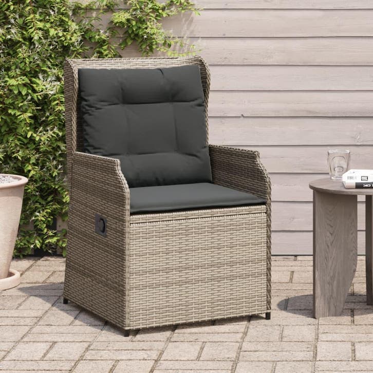 vidaXL Tuinstoelen 2 st verstelbaar met kussens poly rattan, Tuin en Terras, Tuinsets en Loungesets, Nieuw, Verzenden