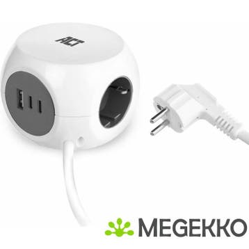 ACT Stekkerdoos kubus met 3 type F stopcontacten. 30W Power, Verzenden, Nieuw
