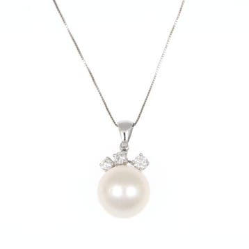 Zonder minimumprijs - Ketting met hanger - 18 karaat Witgoud