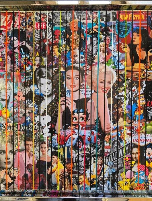 Elmago - Iconic actress pop 4 codebarre (large), Antiquités & Art, Art | Peinture | Moderne