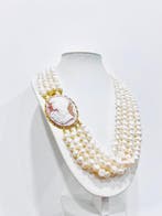 Zonder minimumprijs - Halsketting Zilver - Parel - Cameo