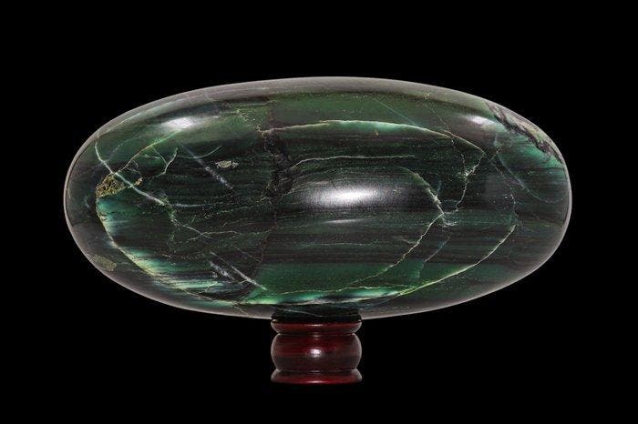 Grote groene vivianiet kristal lingam – gepolijste, Verzamelen, Mineralen en Fossielen