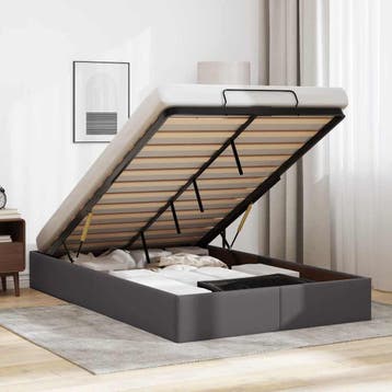 vidaXL Bedframe zonder matras 120x200 cm kunstleer grijs, Verzenden