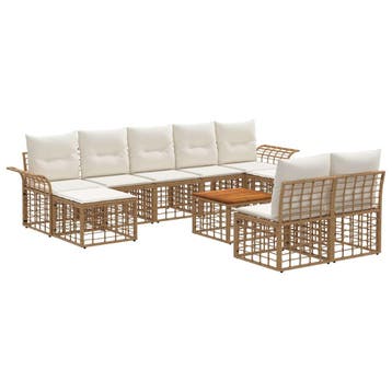 vidaXL Buiten bank set 10 pcs Natuurlijk en Crème Wit, Tuin en Terras, Verzenden, Nieuw