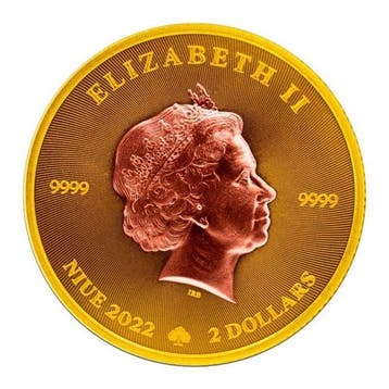 Niue. 2 Dollars 2022 1 oz Niue Shamrock Rose Gold and Gold, Postzegels en Munten
