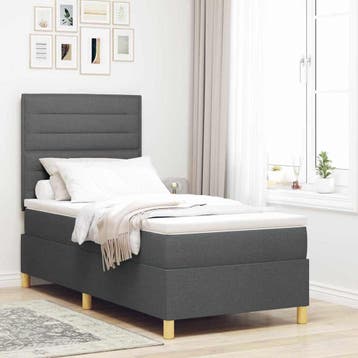 vidaXL LED Box Spring Bed met hoofdeinde Donkergrijs 100 x, Verzenden