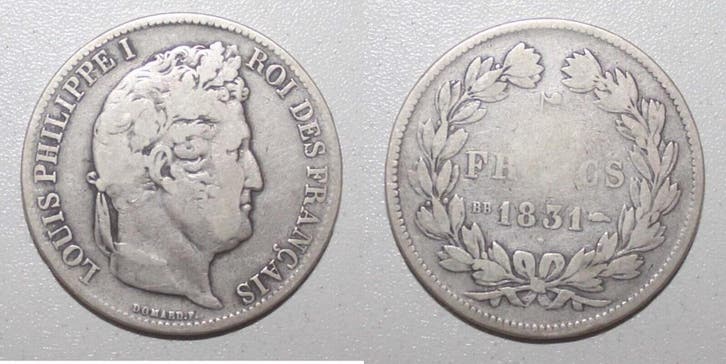 France Frankreich Km 744 5 Francs 1831 Bb Strasbourg Typ..., Timbres & Monnaies, Monnaies | Europe | Monnaies non-euro, Envoi