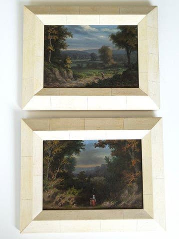 Auguste Hanotel (?-1895) - 2 landscape paintings, Antiek en Kunst