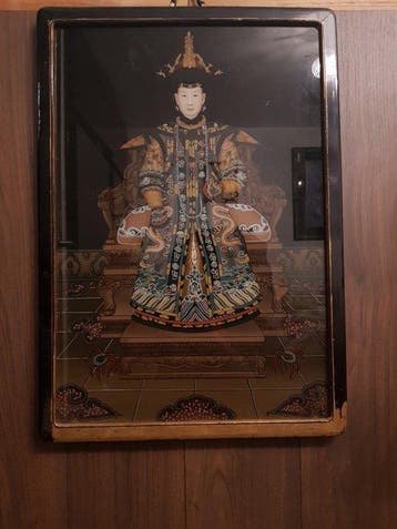 Peinture chinoise sous verre – Personnage impérial – Ninhai,, Antiek en Kunst
