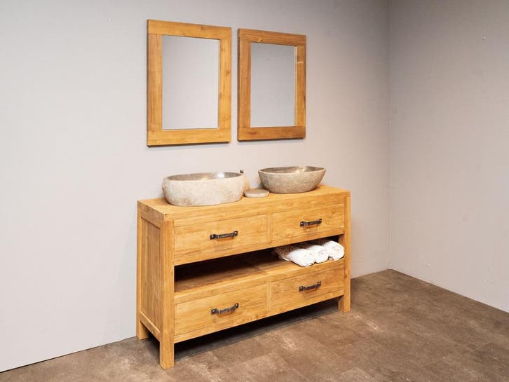 Compleet Teak badmeubelset 140cm | Op voorraad!, Maison & Meubles, Salle de bain | Salle de bain complète, Envoi