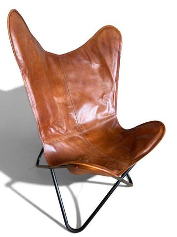 Fauteuil - Vlinderstoel - Leder, Metaal - Vlinderstoel -, Nieuw