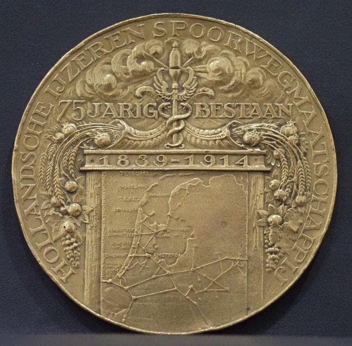 Nederland. Penning 75 jarig bestaan van de Hollandsche, Postzegels en Munten, Munten en Bankbiljetten | Toebehoren