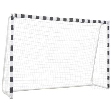 vidaXL Voetbaldoel 300x200x90 cm metaal zwart en wit, Verzenden